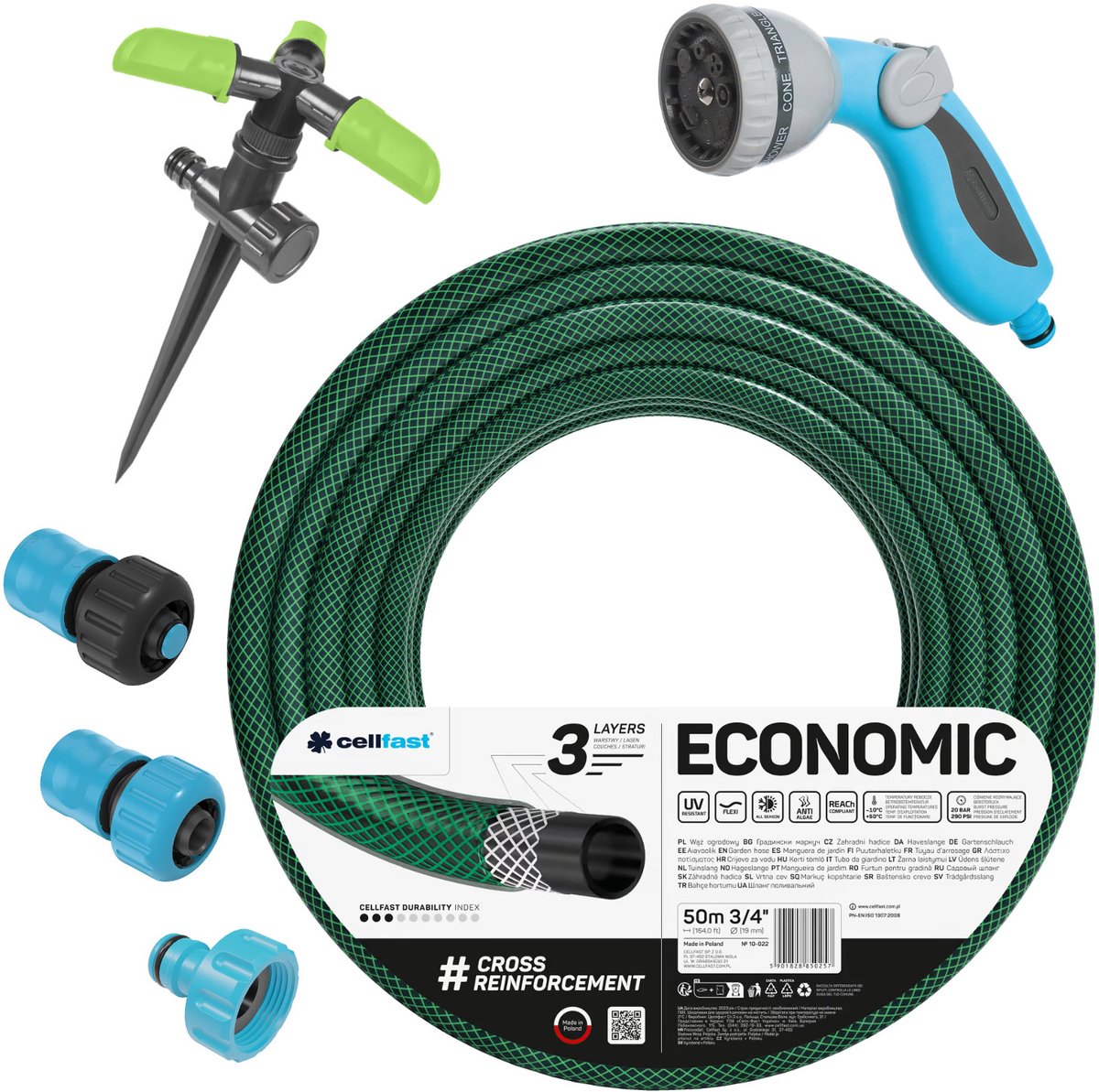 Cellfast Economic tuinslang 3/4'' 50 m met sproeikoppen