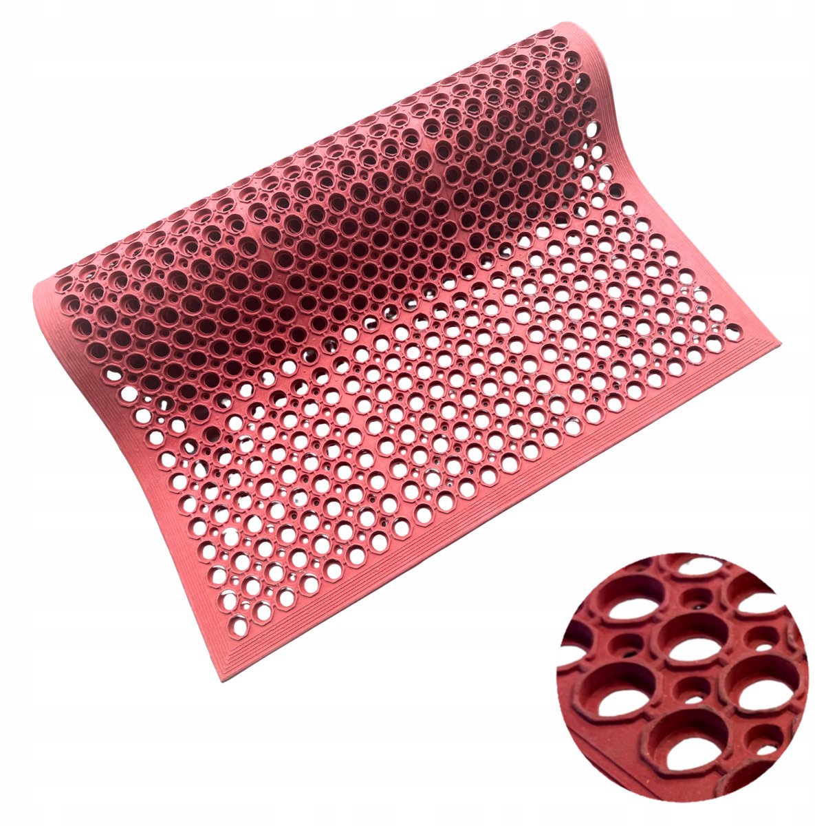 Opengewerkte rubbermat 90x150 cm - Framboos - Decort