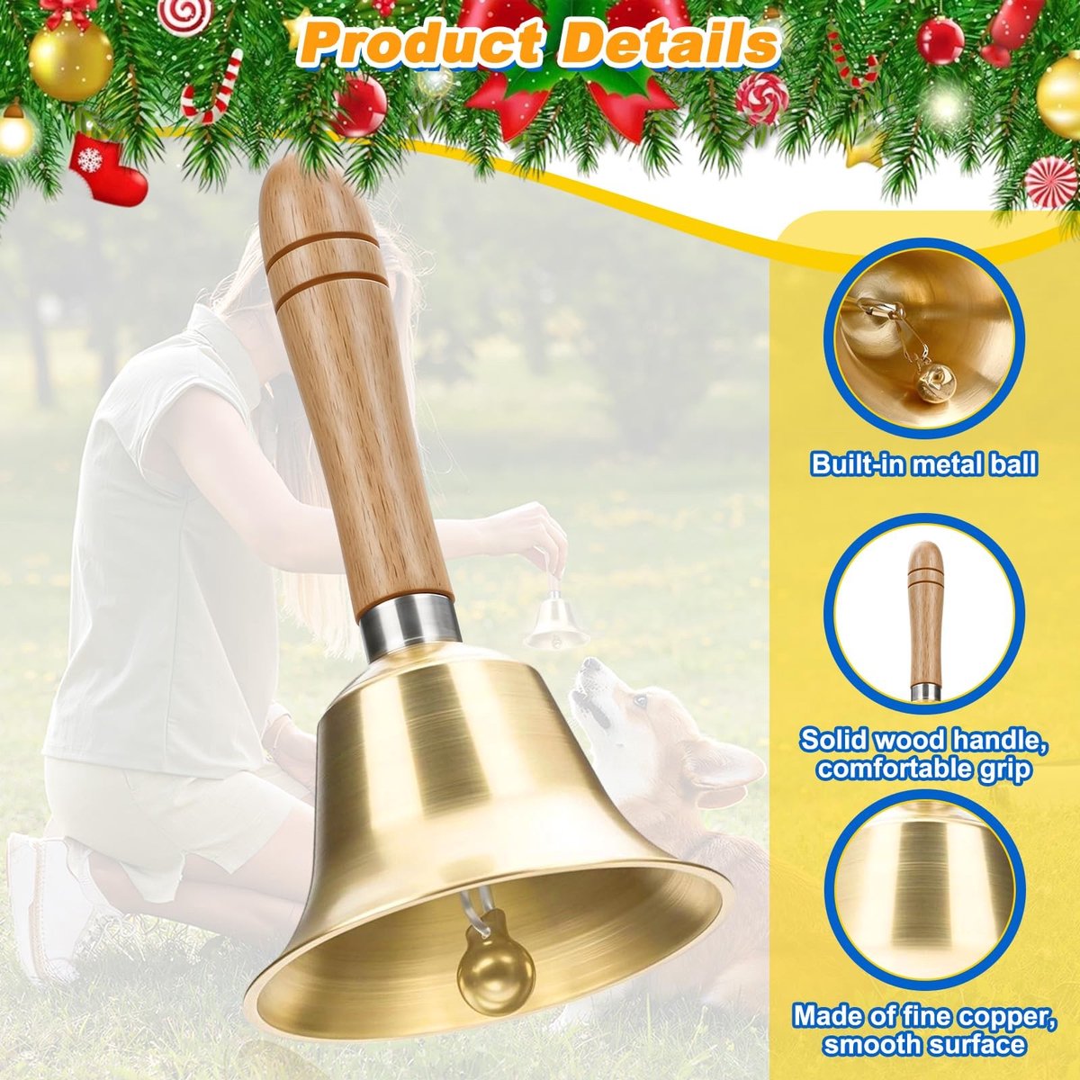 Solidchoice - Extra Luide Handbel met Houten Handvat voor Diverse Toepassingen