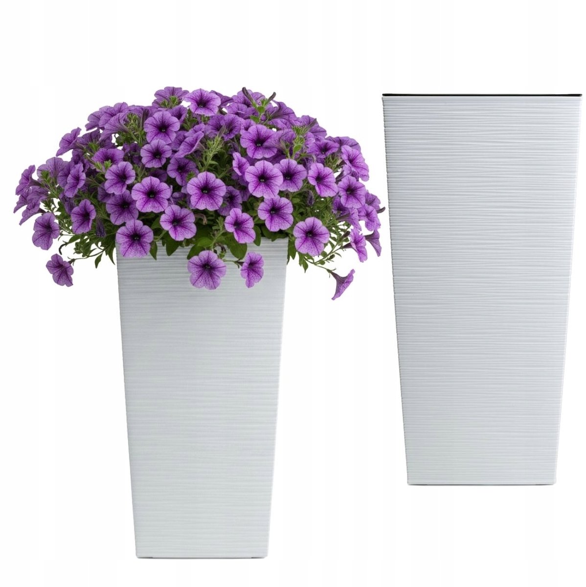 Hoge Witte Slim Pot Porto Riflo Rechthoekig met Inzet 67.7cm
