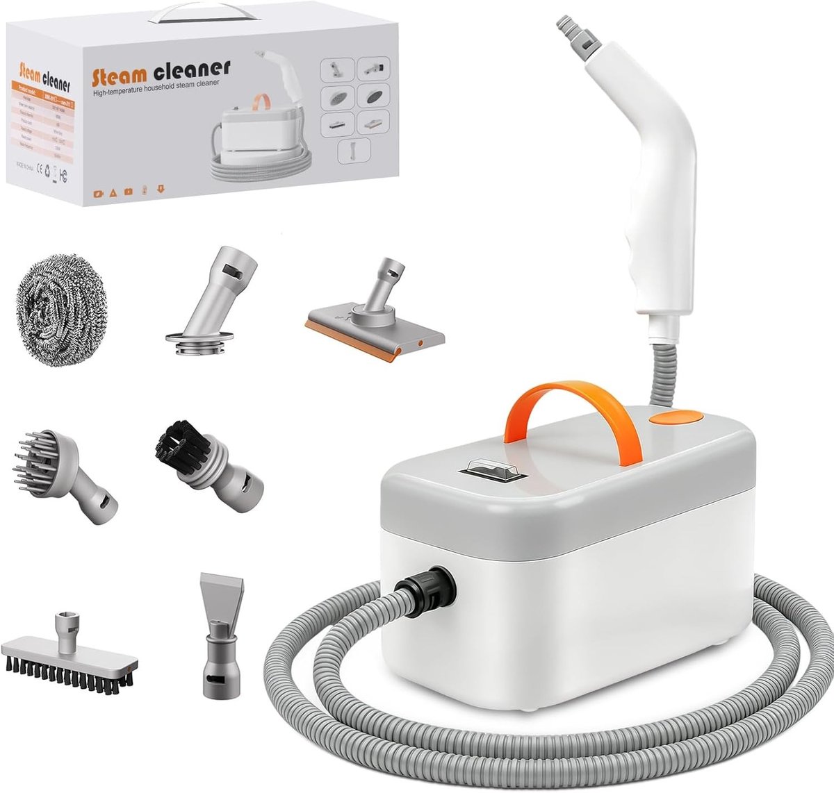 Draagbare Stoomreiniger - Wit - 850 ml - Krachtige 1200 W met 4,5 bar Druk - Voor Effectieve Huishoudelijke Reiniging