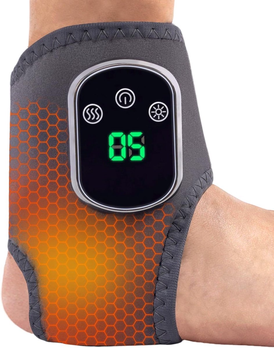 Tolvia Voetmassage Apparaat met Warmte - 3-in-1 Voetmassager voor Voeten & Enkels - Vibratie & Compressie - 3 Massagestanden - 5 Warmtestanden - Grijs