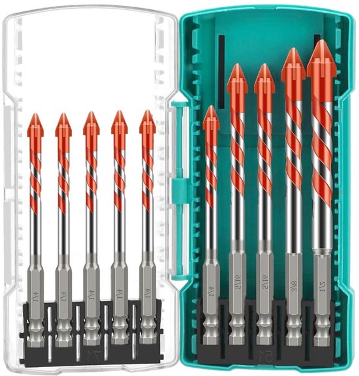 Set van 10 Steenboorbits voor Keramische Tegels, Glas, Baksteen, Marmer en Beton met Driehoekige Punt