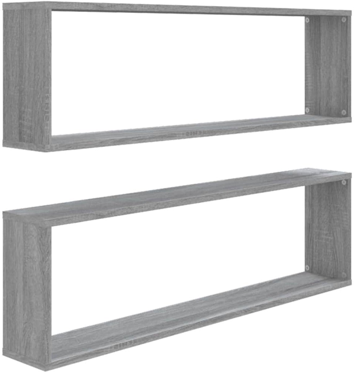 vidaXL Wandschappen - kubus - 2 - st - 100x15x30 - cm - bewerkt - hout - grijs - sonoma grijs sonoma eiken