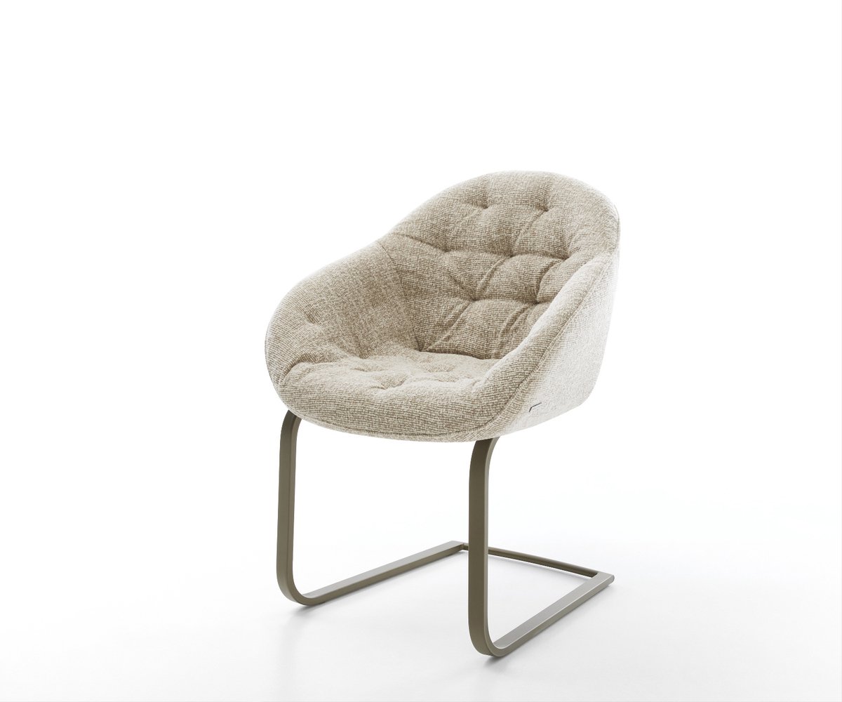 Sledestoel Gaio-Flex sledemodel vlak afwerking met titanium geweven stof beige