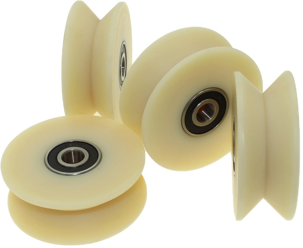 (V80-30-12) Pack of 4 Nylon Polyamide Pulley Wheels with 90° V Groove Sliding Gate Wheel Made in EU - ShopVlot