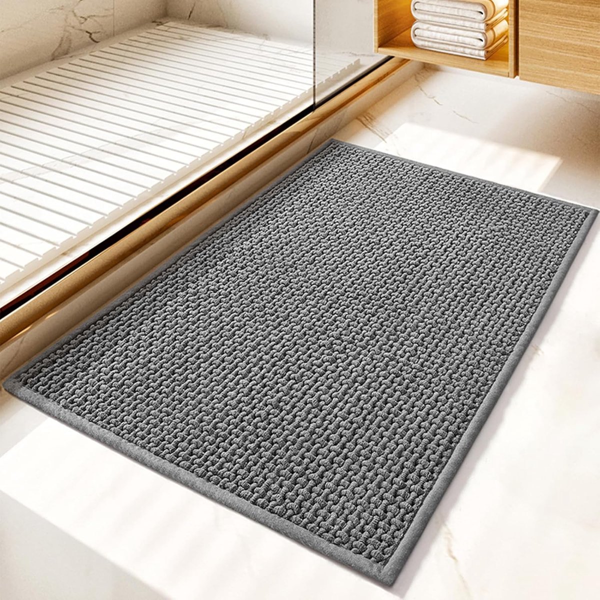Chenille Bath Mat Non-Slip: Absorbent Bathroom Mats 40x60cm - Non Slip Machine Washable Bathroom Floor Rugs for - ShopVlot