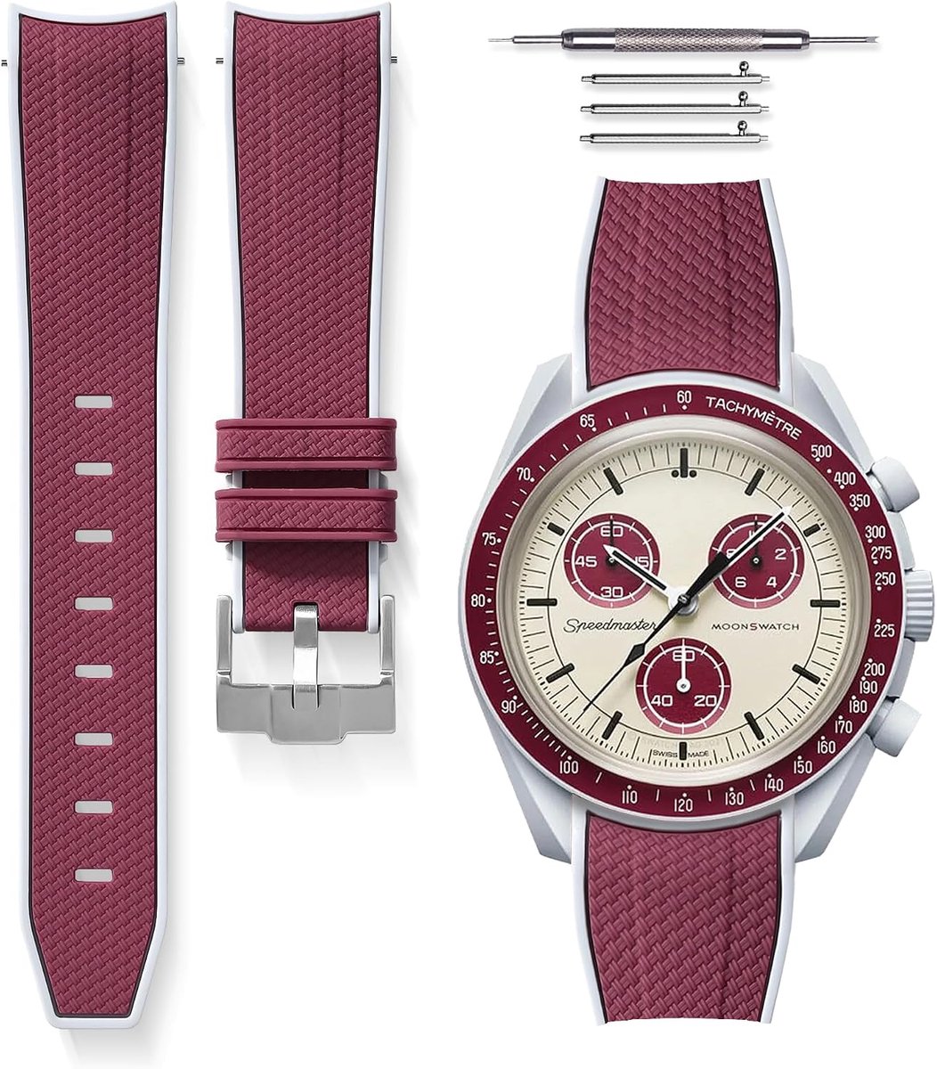 HORACE Universal Bi-Color Quick Release Rubber Watch Strap Compatible with Omega x Swatch MoonSwatch 20mm - ShopVlot