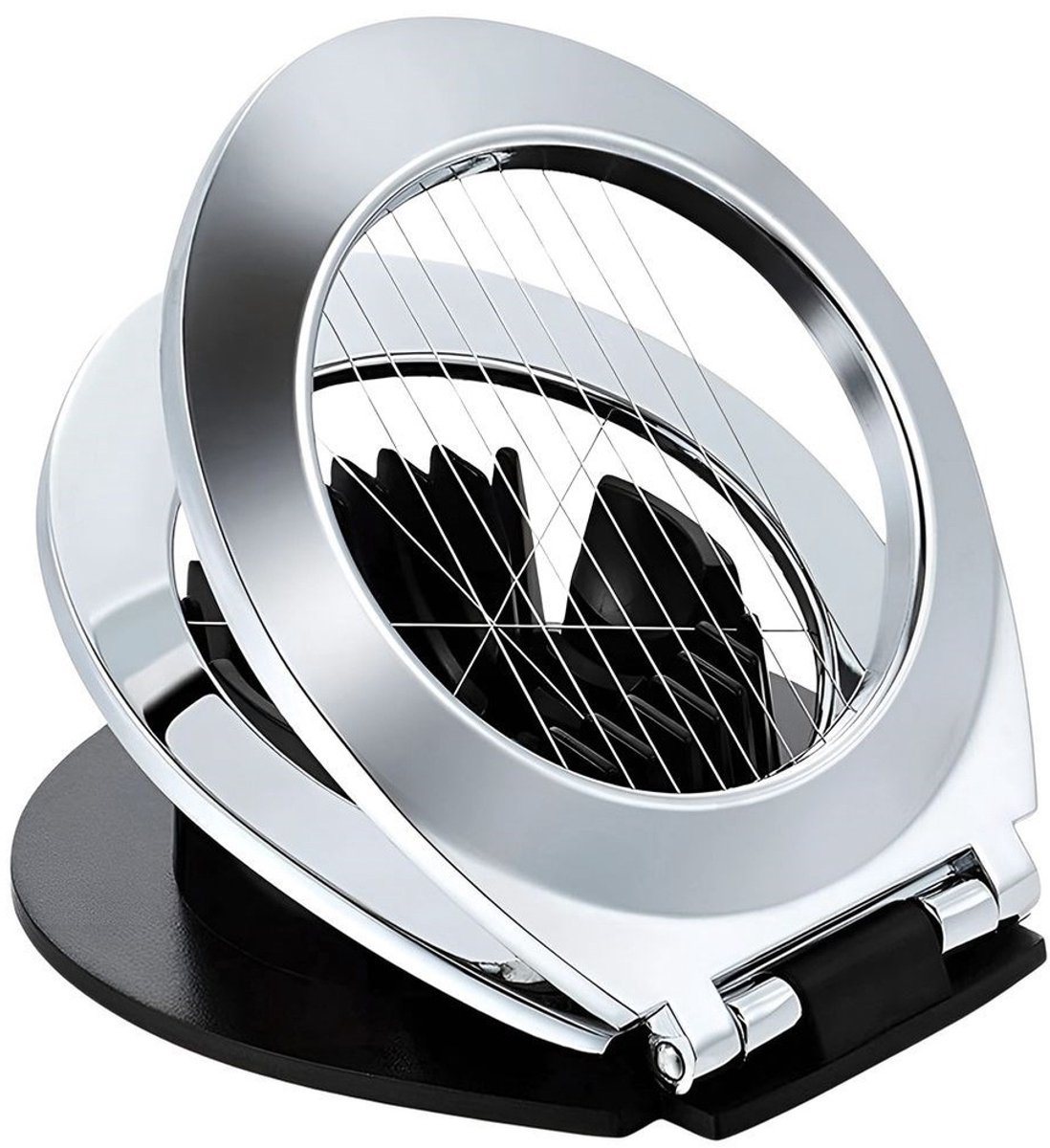 Markless Eiersnijder - Metaal & Zwart - 10 Plakjes