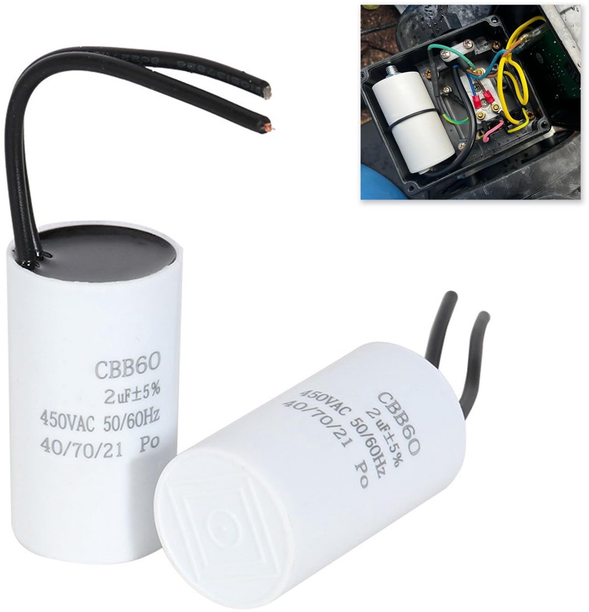 Solidchoice - Set van 2 Motorcapacitors 2µF voor Diverse Apparaten