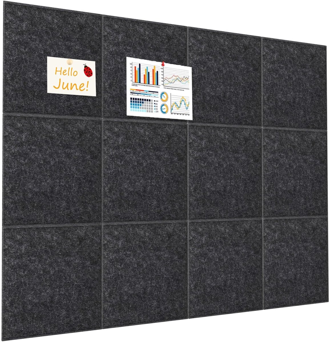 Solidchoice - Groot Zelfklevend Vilten Prikbord 120 x 90 cm