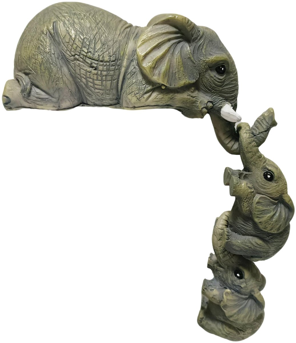 Hangende olifanten beeldje - decoratieve wanddecoratie - schattige plankzitter - voor een unieke sfeer - ShopVlot