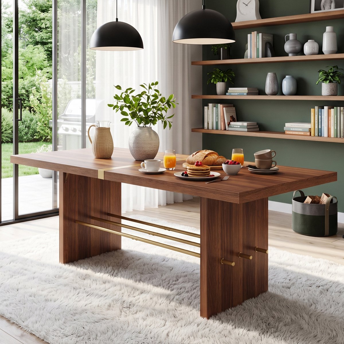 Eettafel 180x75 cm - Eetkamertafel Voor 6-8 Personen Met 4 cm Dik Tafelblad Waterbestendig Walnoot