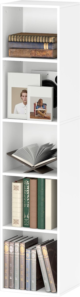 Boekenkast - Opbergkast - Opbergkast met verstelbare planken - 5 Planken -30 x 24 x 133,5cm - Wit