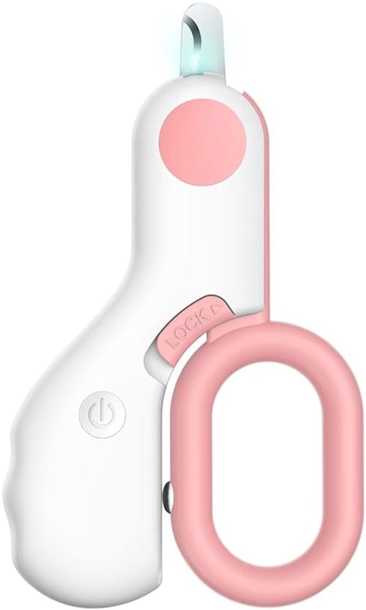 Claoner Nagelknipper voor honden katten konijnen - Met LED-verlichting - Voorkomt te kort knippen - Scherp mes - Voor kleine huisdieren - Roze