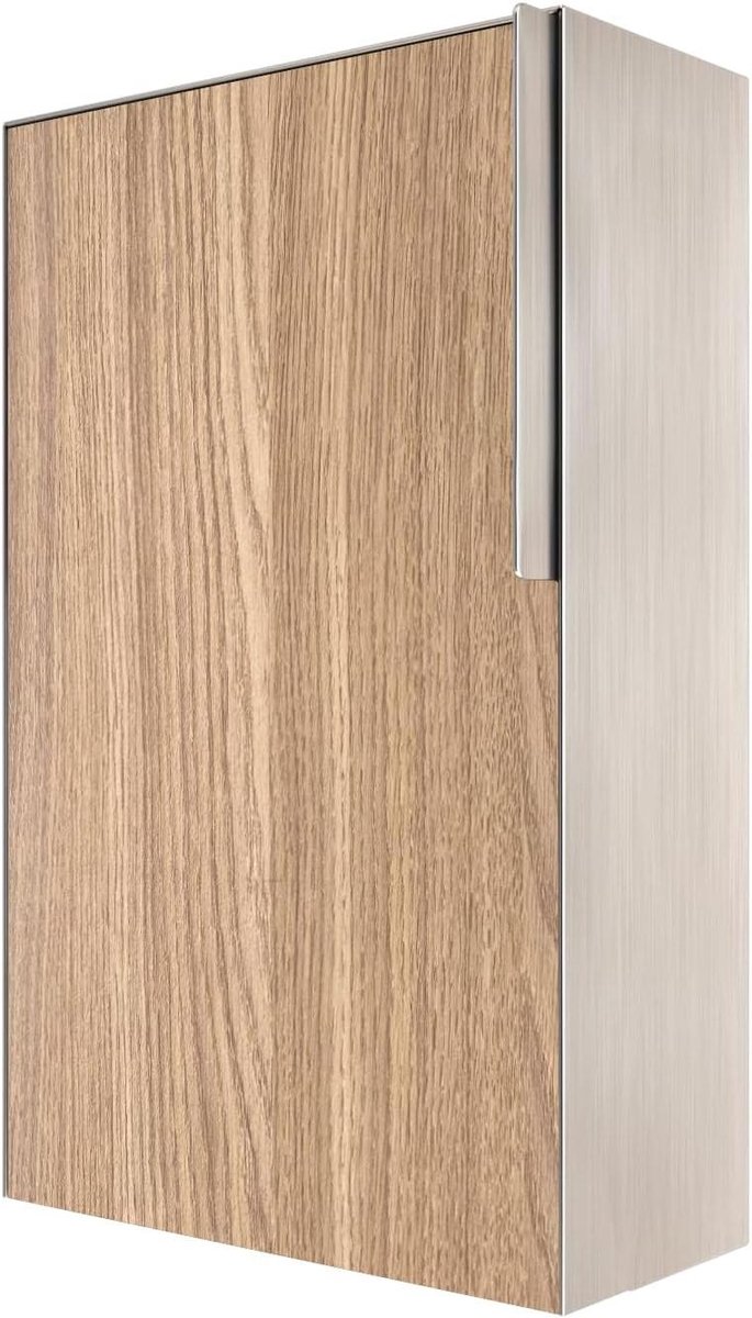 Wandbrievenbus - Brievenbus met houtdecor - Post ontvangen - Roestvrij staal met hout - 28.5x45.5x13 cm - Zilver en Houtkleur
