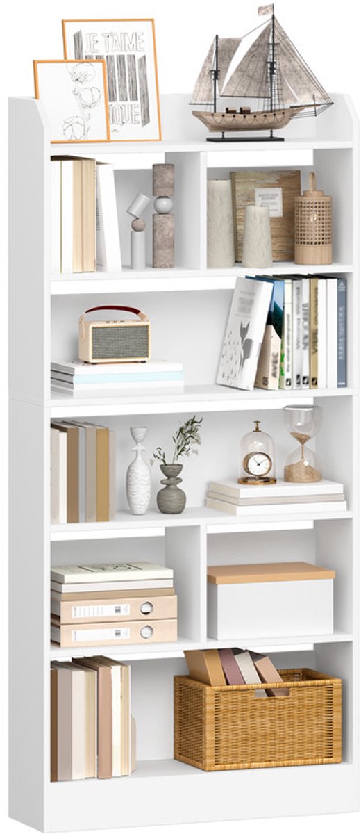 Hzuaneri Boekenkast,Display Organizer met 8 Verdeelde Secties,170 cm,Wit