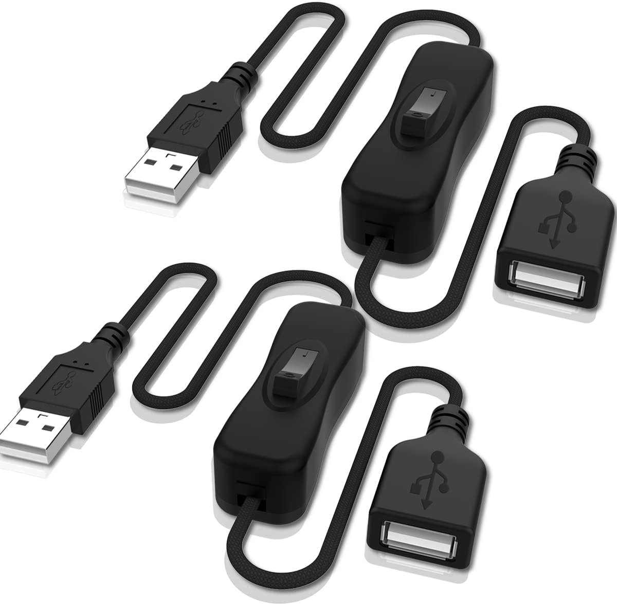 USB-kabel met AAN/UIT-schakelaar - 2 stuks - geoptimaliseerd voor dashcam en LED-strip - eenvoudig in gebruik - ShopVlot