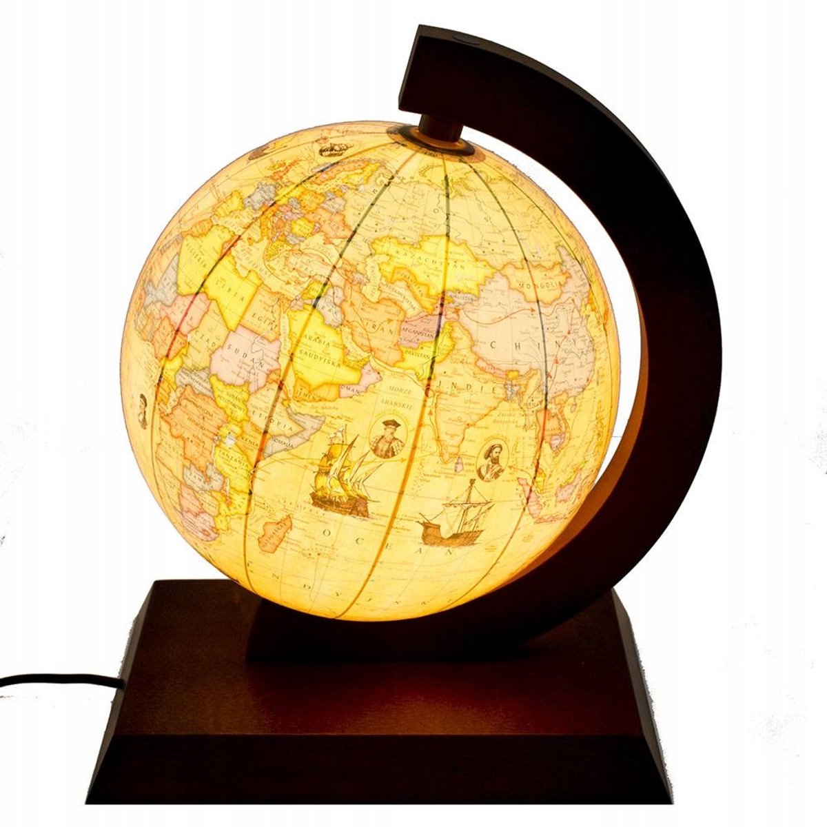 Verlichte Wereldbol op Houten Voet - Decoratieve Nachtlamp