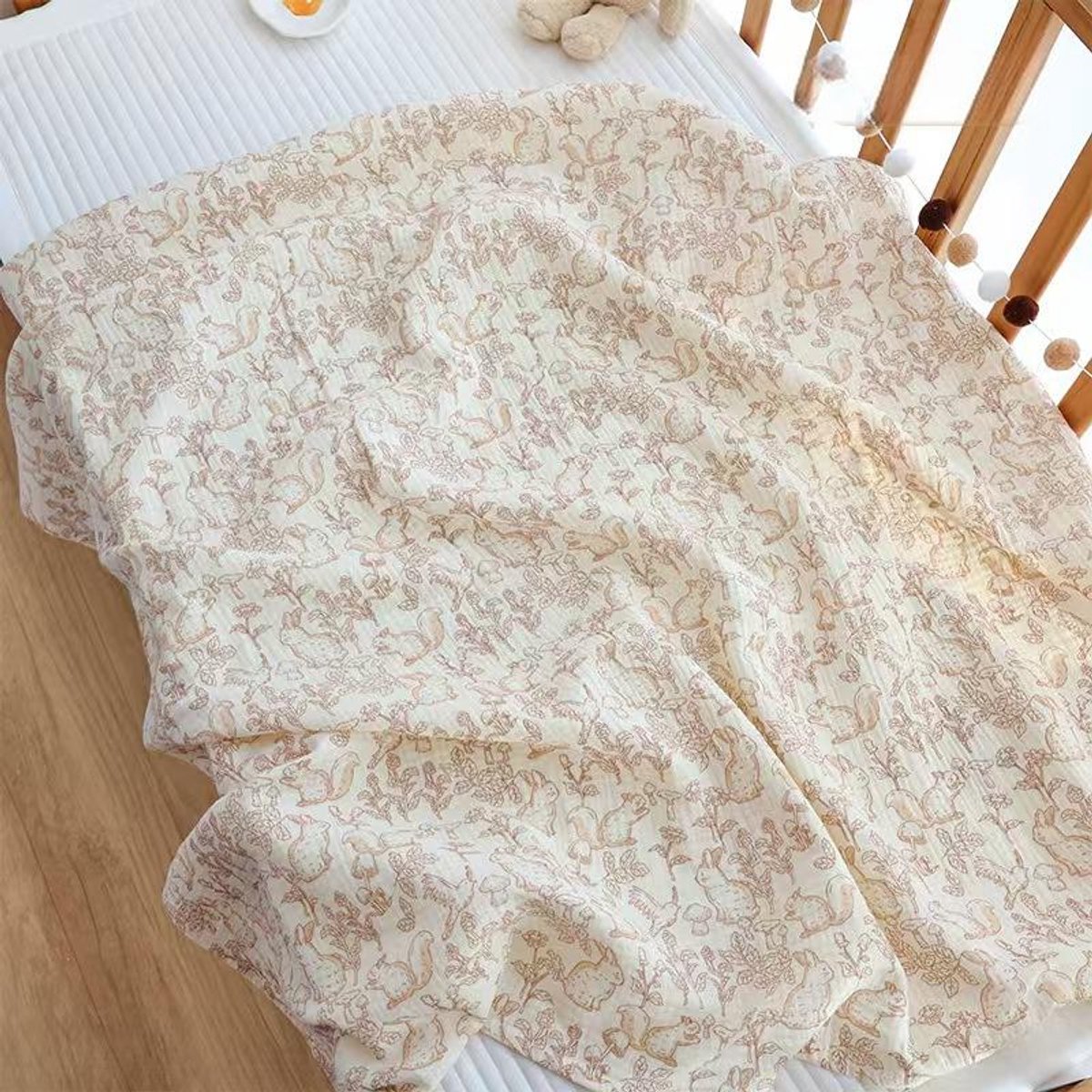 Babywikkeldeken, groot formaat 100x100 cm, dubbellaags katoenen gaasdeken, ultrazacht katoenen gaas, geschikt om in te wikkelen of als klein dekentje voor babyjongens en -meisjes,Droombos