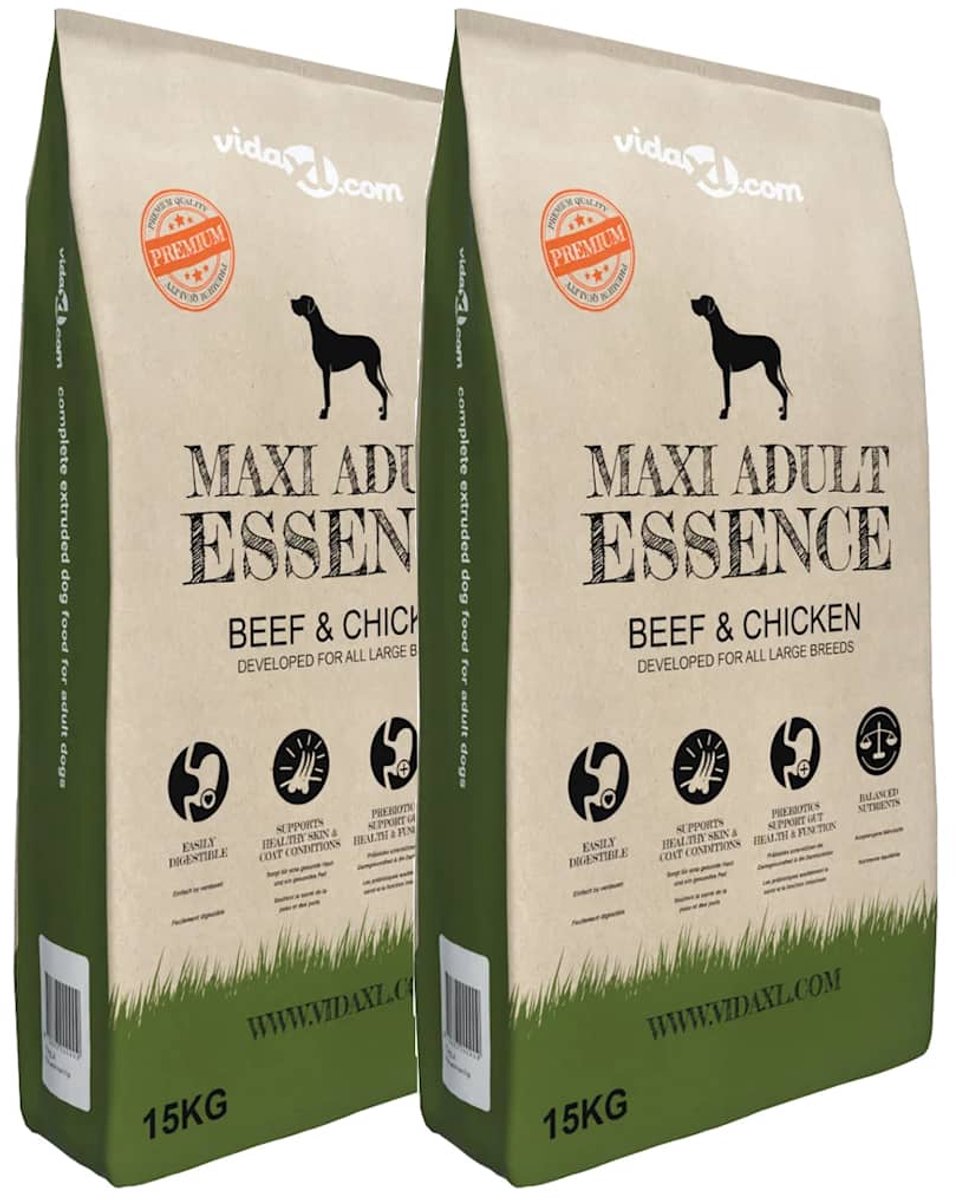 vidaXL vidaXL - Premium - hondenvoer - Maxi - Adult - Essence - Beef - & - Chicken - 30 - kg - 2 - st