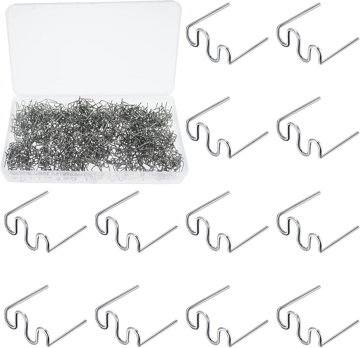 500 pcs Hot Clamps Metal 0.8 mm Wave Style Welding Plastic for Repairs of Bumpers, Body Welding with Box - ShopVlot