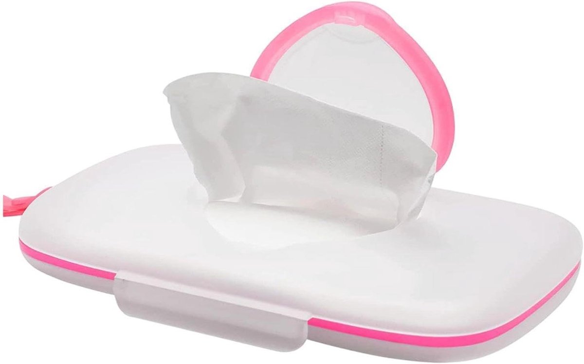 Dispenser Voor Reisdoekjes - Etui Vochtdoekjes - Babyverzorging - Stofdichte Container - 21.5 cm - Roze