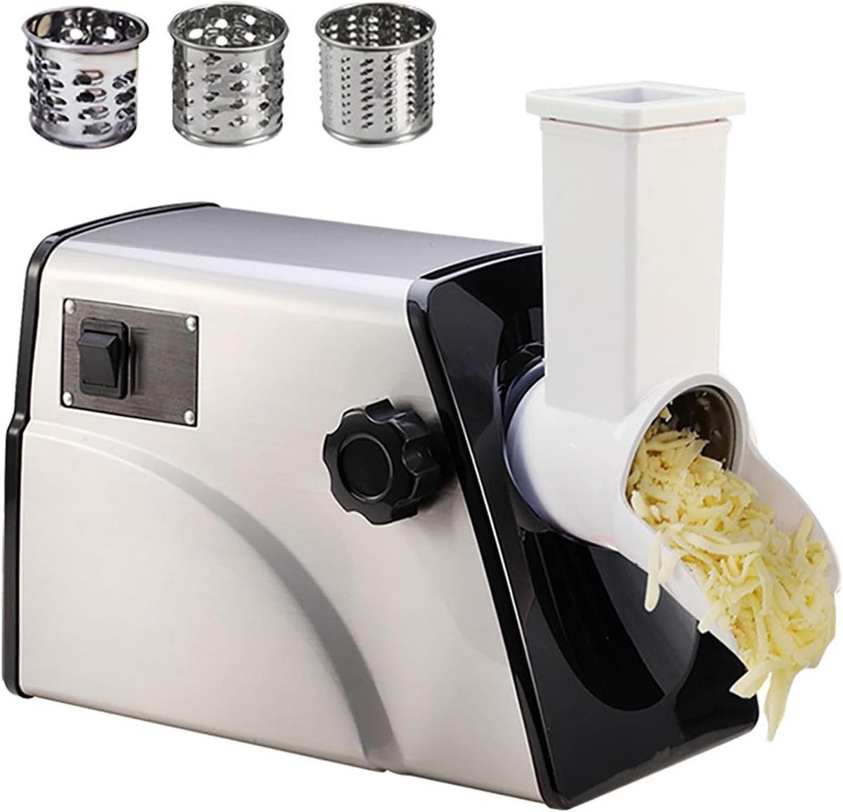 Elektrische Kaasrasper - Groenterasper Keukenmachine - Snel Ingrediënten Raspen - Roestvrijstalen Messen - 300 W - Zilver