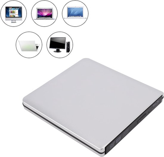 Externe Blu-ray Drive - Optische Drive CD DVD Brander - Films Kijken - Aluminium Behuizing - 14.7 cm - Zilver — afbeelding 3