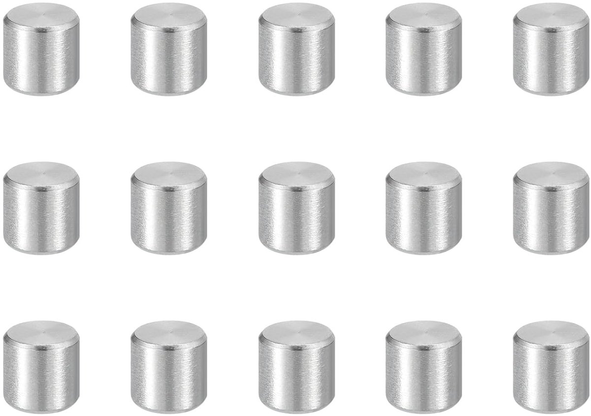 15 stuks cilindrische pennen, M5 (5 mm) x 6 mm, van roestvrij staal, 304, plankhouders, bevestigingsstangen voor metalen apparaten, houten meubels, doe-het-zelf installatie, zilver