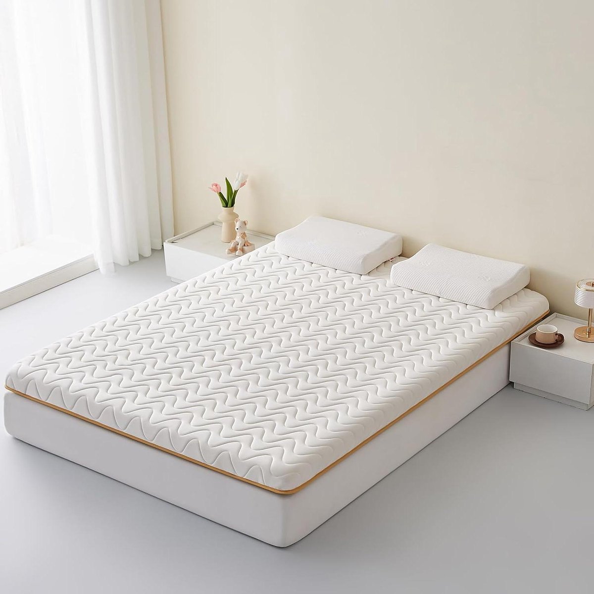 Opvouwbare Matras - Topper Slaapmat - Comfortabel Slapen - Ademend en Zacht Materiaal - 90x190cm - Goud