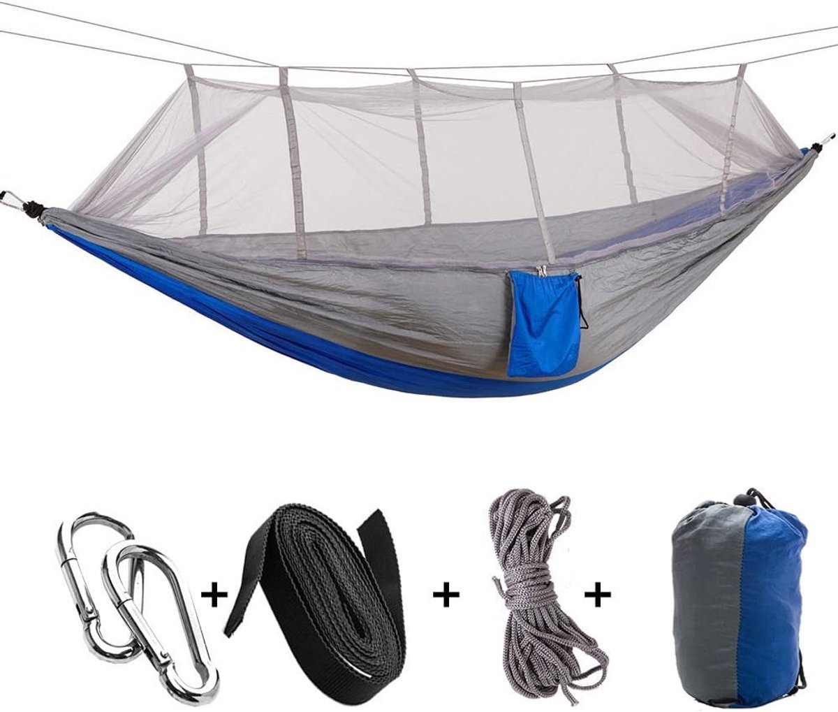 lichtgewicht, draagbare dubbele parachutehangmat, nylon, voor indoor, outdoor, wandelen, kamperen, backpacking, reizen, achtertuin, strand
