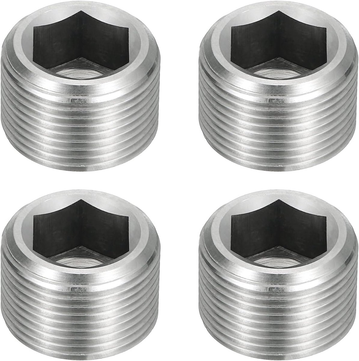 4 stuks blindstop, buisstop, M24-1,5 x 16 mm, roestvrij stalen buitendraad verzonken kopstop met binnenzeskant voor buisschroefverbindingen en afdichtingen, zilver