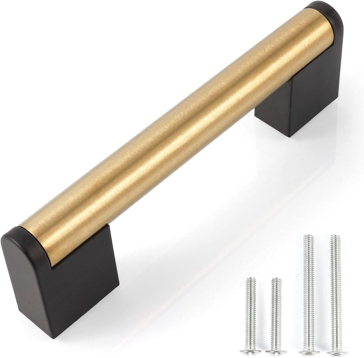 10 stuks 96mm geborsteld messing kastgrepen, 3-3/4'' keukenkasthandgreep gebruikt voor badkamerdeurkast trekt, kastdeuren met zwarte vierkante basis meubelgrepen