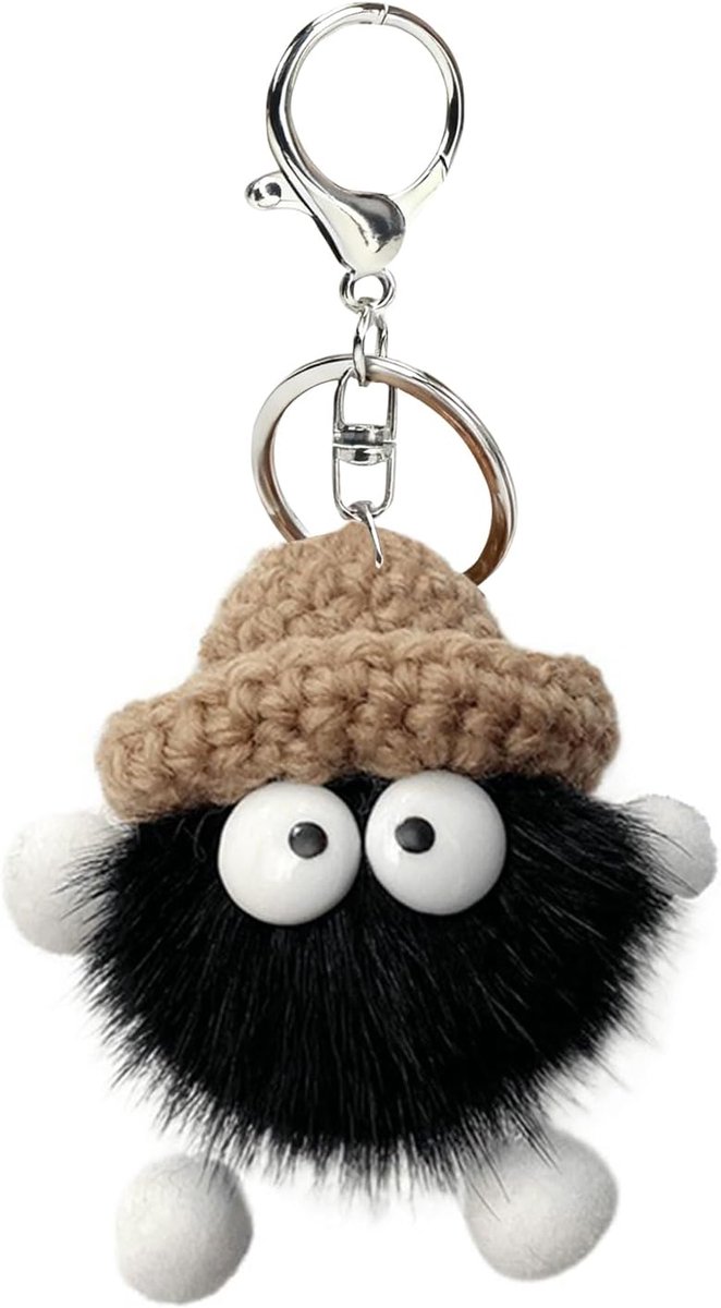Pompon sleutelhanger, pluche, schattige sleutelhanger, schattig, sleutelhanger, schattig, voor tas, auto, rugzak