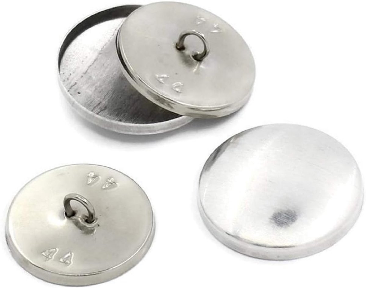 10 sets aluminium knoppen om te bedekken, aluminiumkleuren, Ø ca. 28 mm, achterwand 25 mm.
