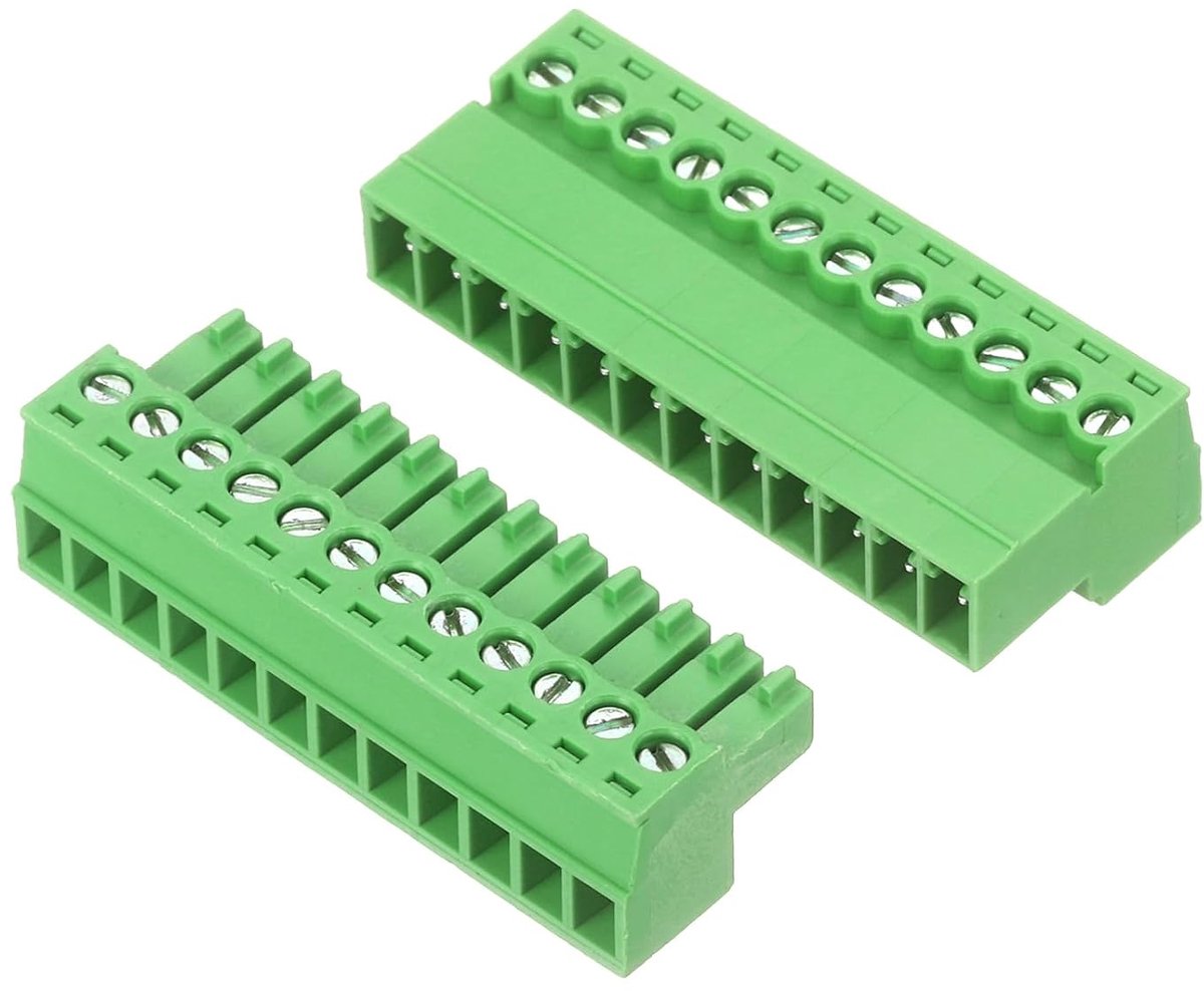 1 set klemblok, schroefklemmen, 12-polig, 3,5 mm, stekker rechtshoek, voor audio- en elektronische modules.