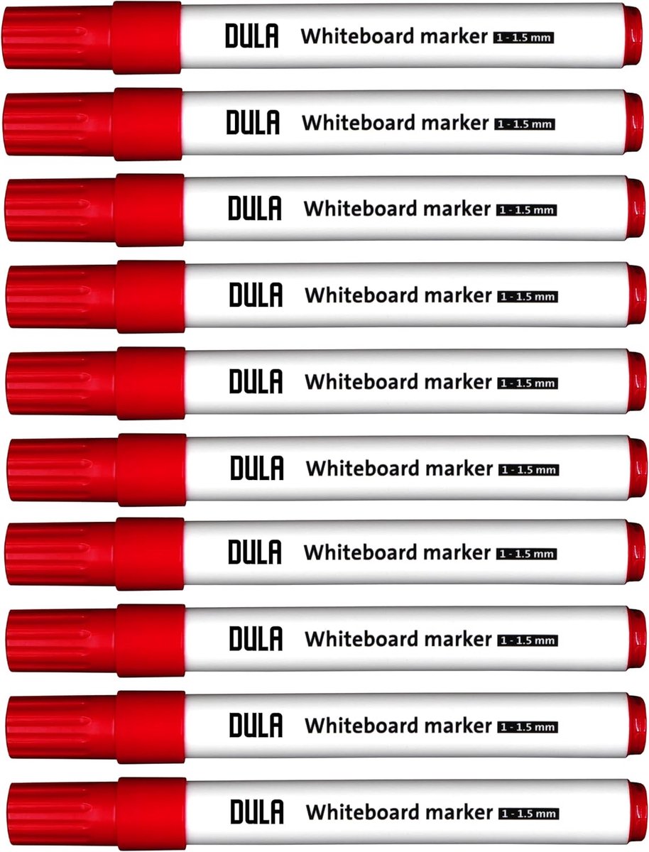 Whiteboard markers rood - 1-1.5mm ronde punt - 10 stuks - ideaal voor presentaties - SnelShoppen