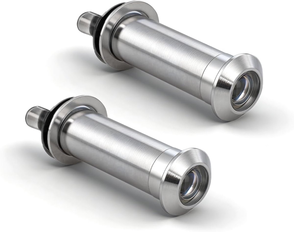 2 stuk UL gecertificeerd verchroomd 12mm(buisdiameter),35-60mm(lengte),15mm(kop),massief messing afneembare achterkap van 200 graden,geschikt voor diverse deuren.