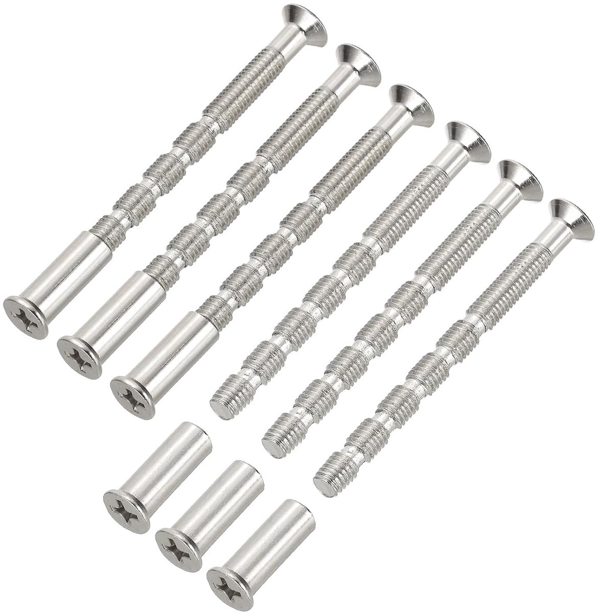Schroeven voor deurgreep M5 x 60, 6 sets bevestigingsschroeven voor ladegreep met huls M5 x 17 en kruiskopbout voor deurhendel knop