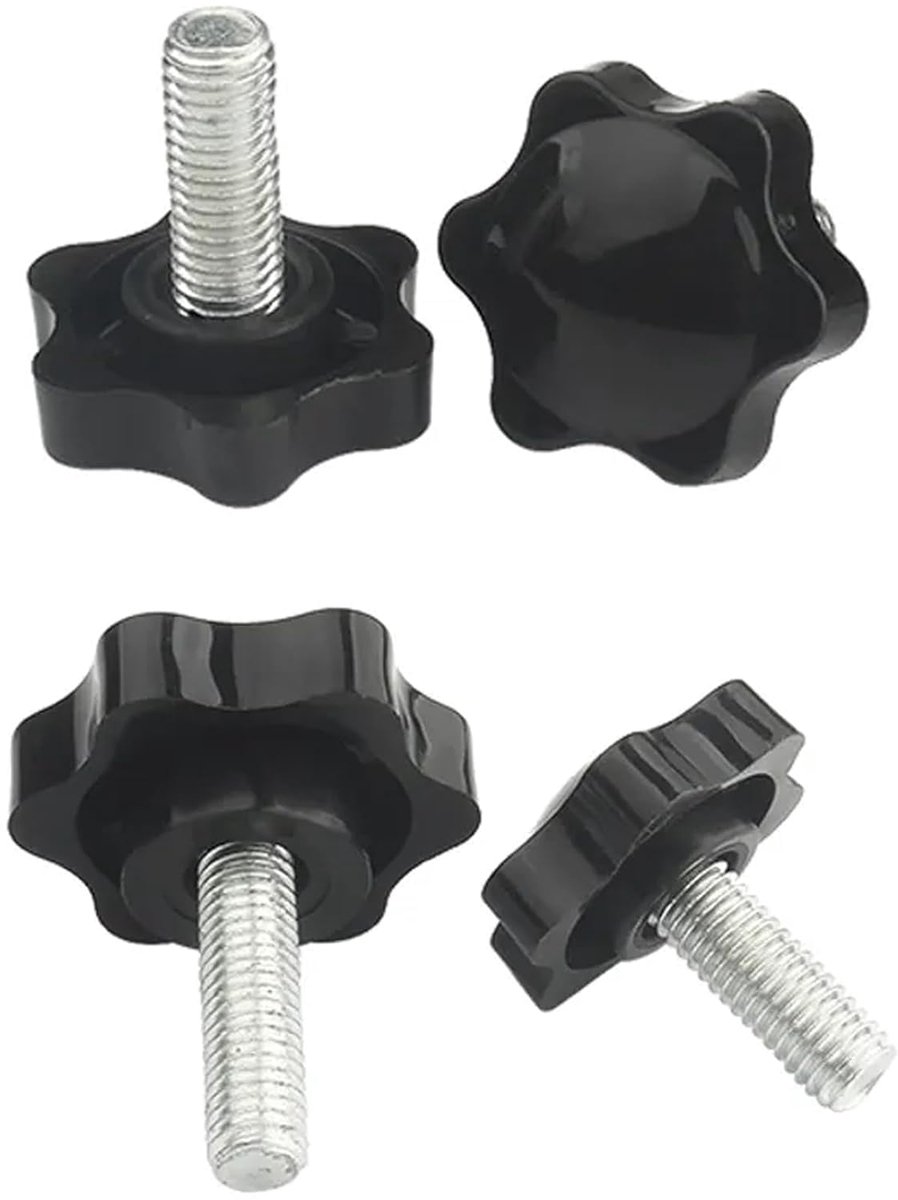 4 Stuks Sterknopschroeven, M8 × 30 mm, Diameter 32 mm, Zwart | Robuust Kunststof & Staal, Ergonomische Sterknop, Eenvoudig Vastdraaien, voor Machines & Apparaten