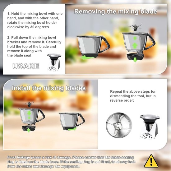 Mes voor Thermomix TM31, roestvrijstalen mengmes met afdichtring, reserveonderdeel voor Vоrwerk Thermоmix messen TM31 Voedselaccessoires, TM31 Blender Kling — afbeelding 3