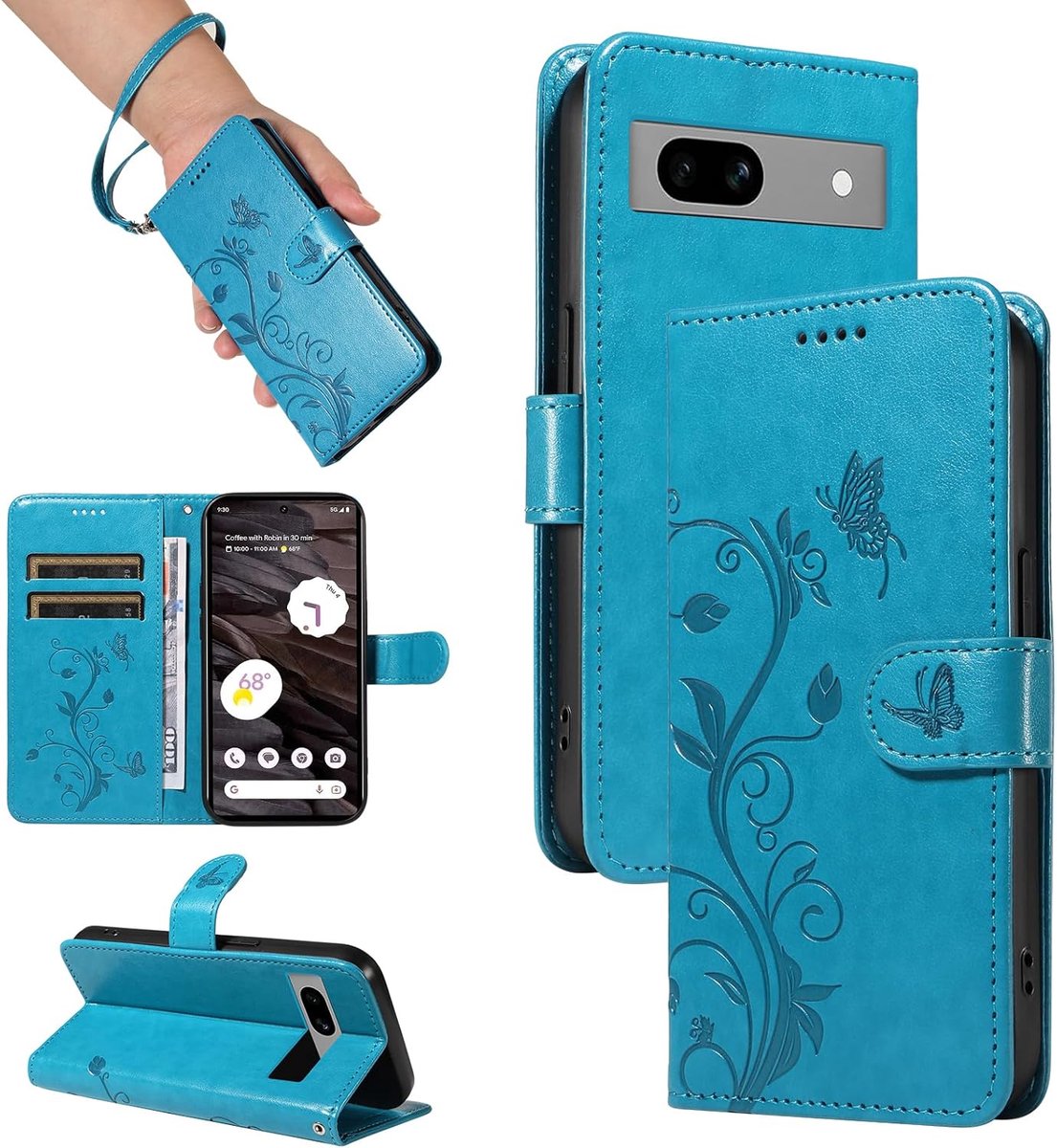 Hoesje voor Google Pixel 7A 5G, Blauw | Premium PU-leer Magnetische Hoesjes, Klapdeksel Hoesje, Beschermhoes met Kaart Houder en Standfunctie, Portemonneehoes