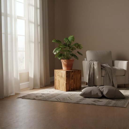 Zuil, Rustieke decoratieve zuil, Boomstamdecoratie, Vloerlantaarnstandaard, Houten plantenstandaard, Tijdloze houtdecoratie, Stevig en duurzaam, Notenhout, 30x30x30 cm — afbeelding 5