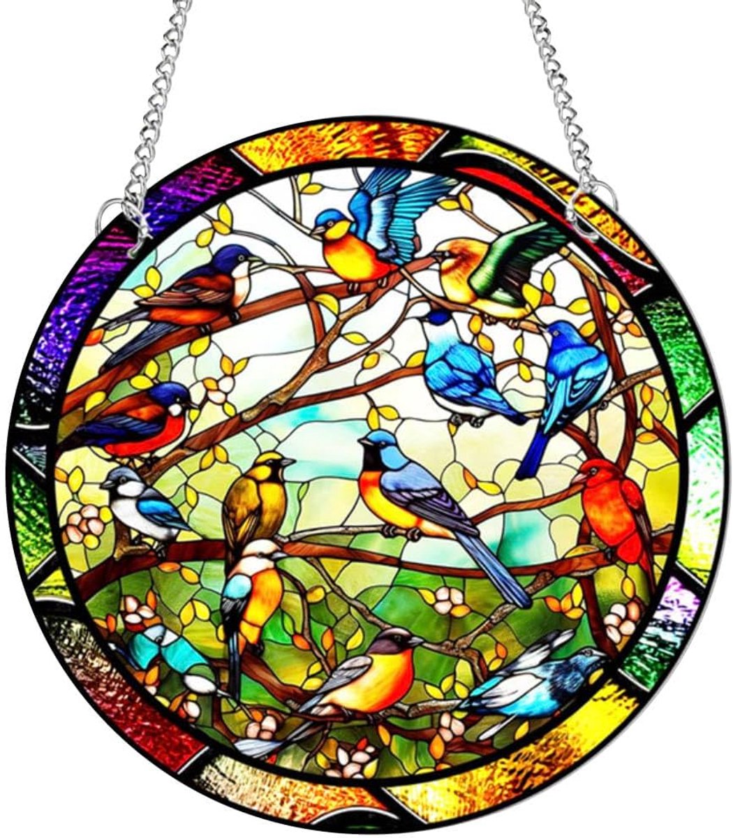 Acryl raam hangende ornamenten gekleurd vogel zonnevangers voor raam, patio, muur huis en tuin decoratie