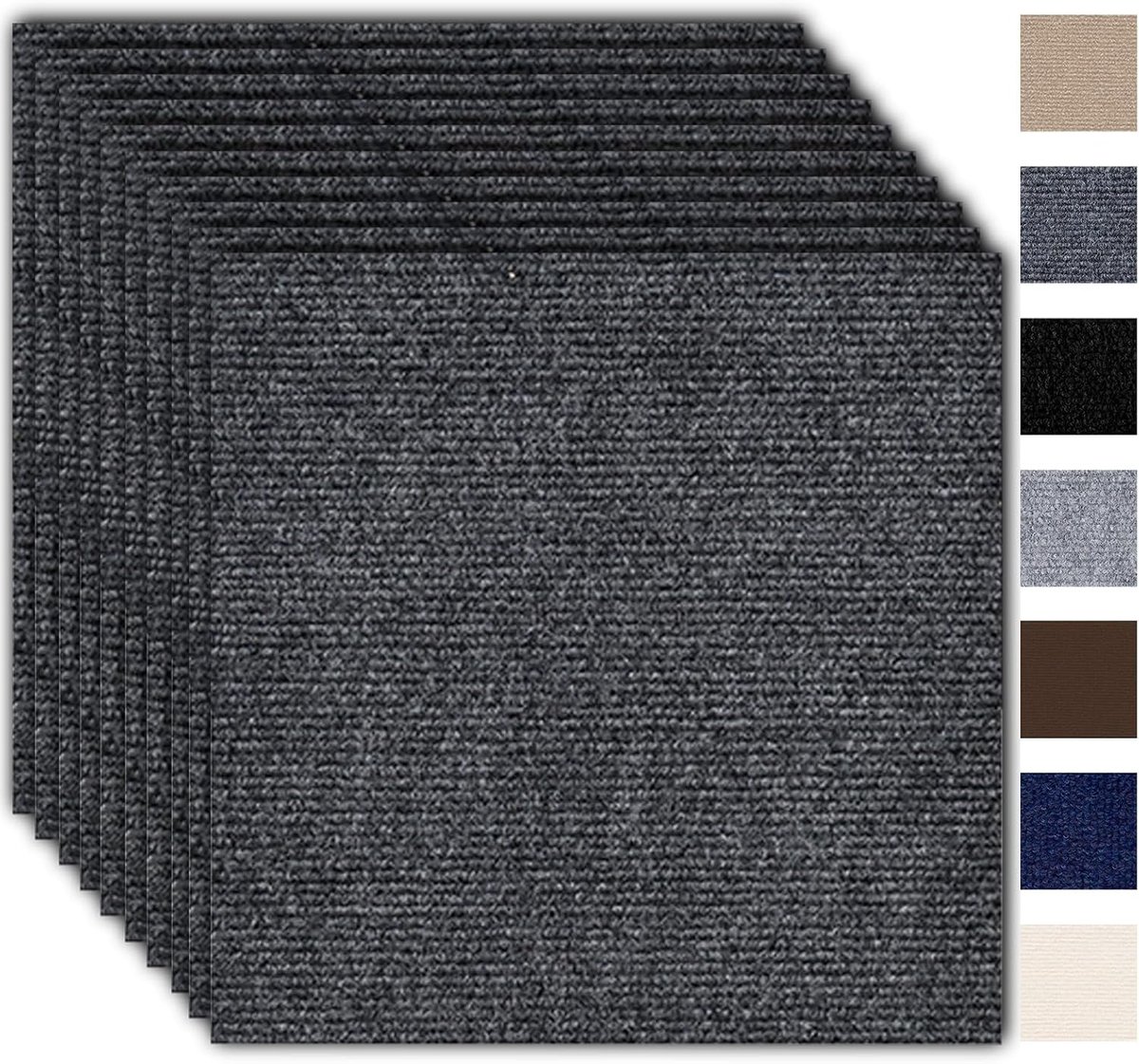 Carpettegels 30 x 30 cm - Zelfklevend - Duurzaam donkergrijs - Perfect voor thuis en kantoor - SnelShoppen