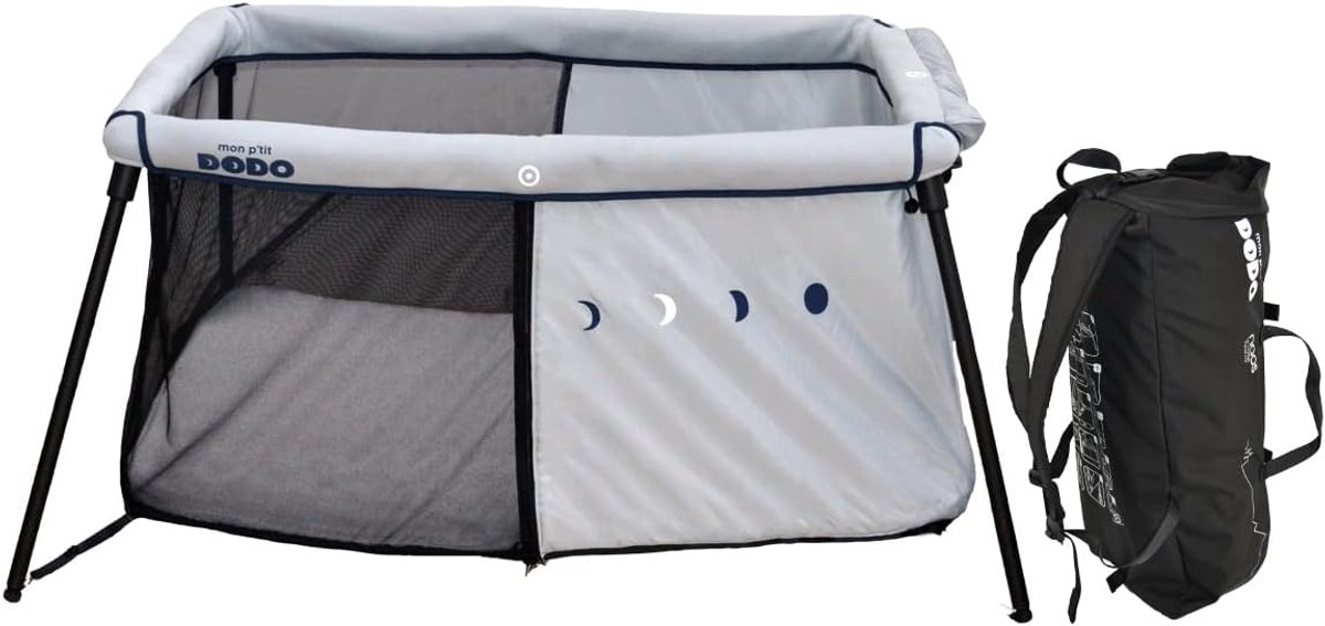 Reisbed 60 x 120 cm - grijs - opvouwbaar - ideaal voor onderweg - ShopVlot