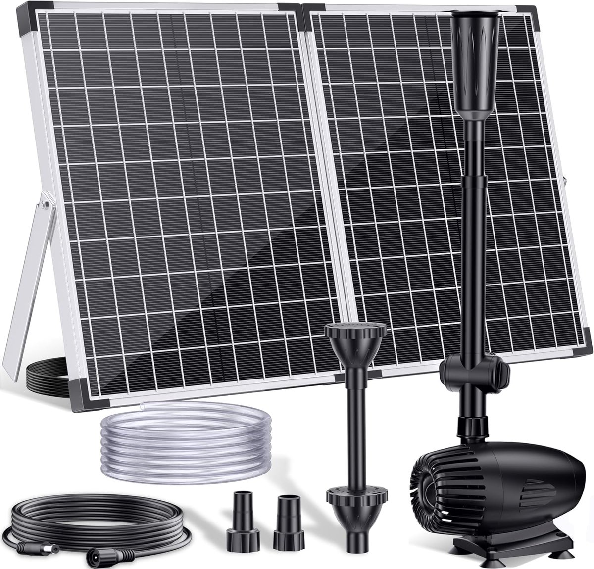SnelShoppen - Solar Waterpomp 30 W, 1500 L/H Tuinvijverpomp met Verstelbare Doorstroom, 5 m Kabel, Anti-Verstopping en Droogloopbeveiliging voor Buite