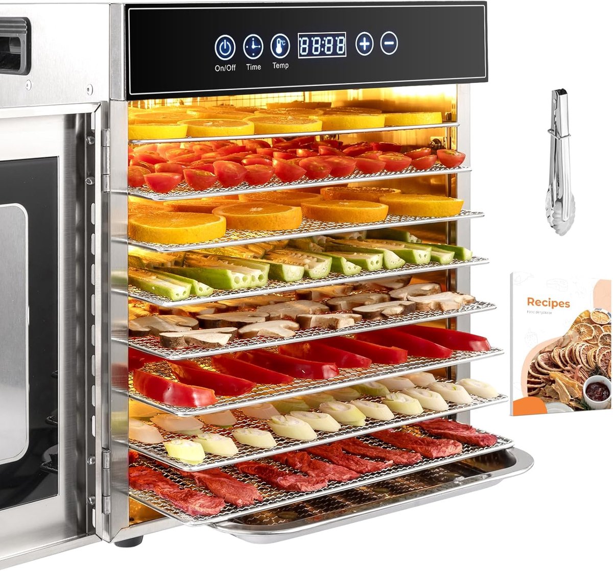 Droogmachine 30-90°C - RVS met temperatuurcontroller - 24 uur timer - Ideaal voor fruit en groenten - ShopVlot