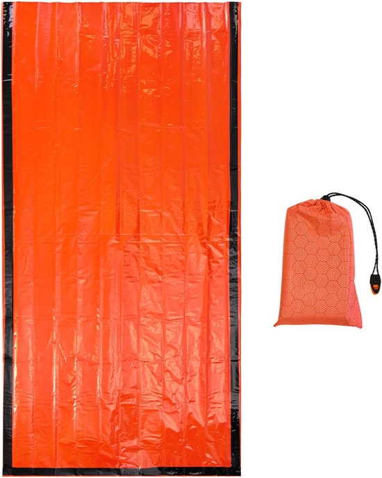 Nood Slaapzak - Bivak Tent - Buiten Overleven - Warmte Reflecterend - 210x105 cm - Oranje — afbeelding 4